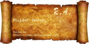 Rujder Anton névjegykártya